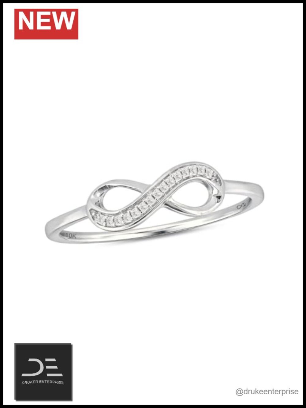 Natural Diamond Infinity Promise Ring 10K White Gold Fine Jewelry